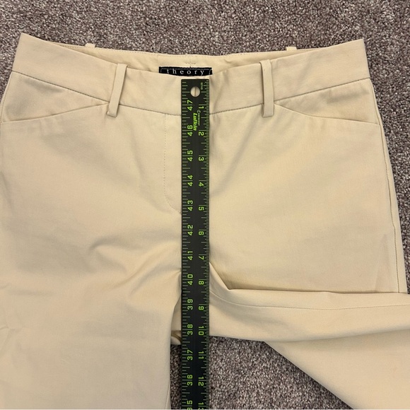 Theory Womens Izelle Chino Pants Size 4 Beige 30" inseam Stretch Made in USA EUC - Picture 10 of 16